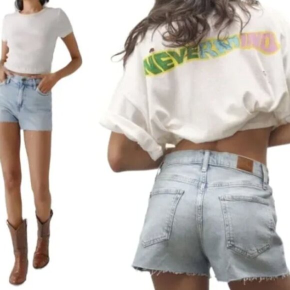 BDG Urban Outfitters Girlfriend High Rise Jean Shorts Sz 30 Light Wash 93V - Picture 3 of 9